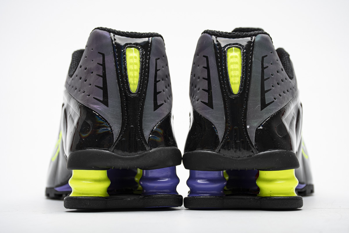 nike shox r4 gel black neon