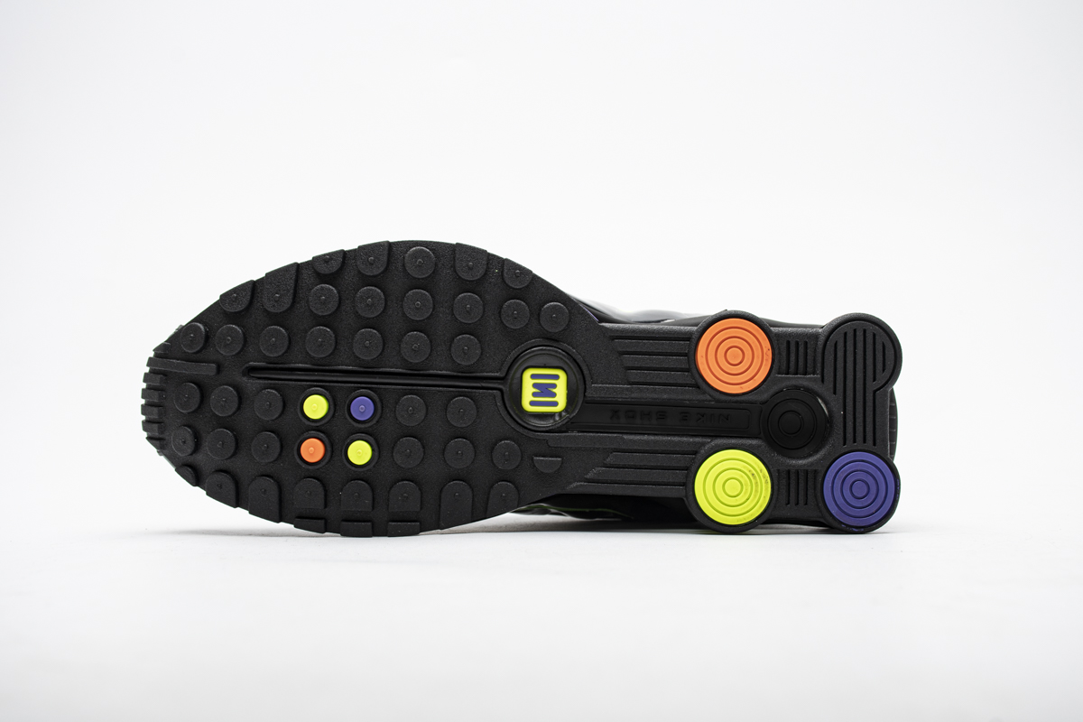 nike shox r4 gel black neon